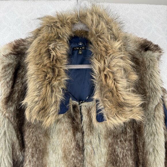 Iman Faux Fur Vest Womens 3X Brown Mobwife Grunge Indie Hipster Penny Lane Y2K - Picture 2 of 11